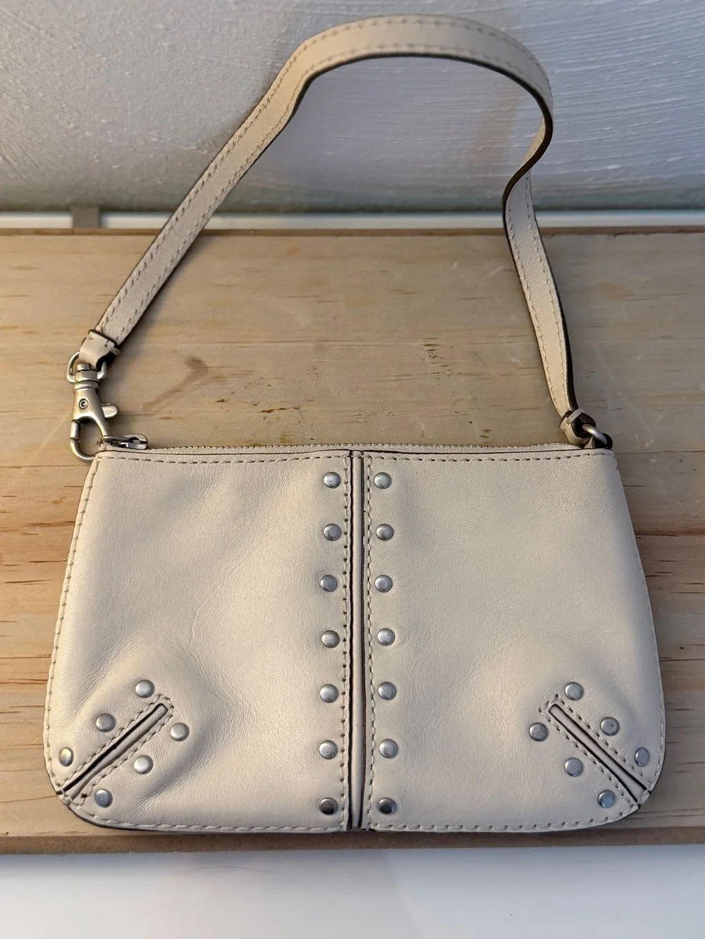 Michael Kors Light Cream Leather Studded Wristlet